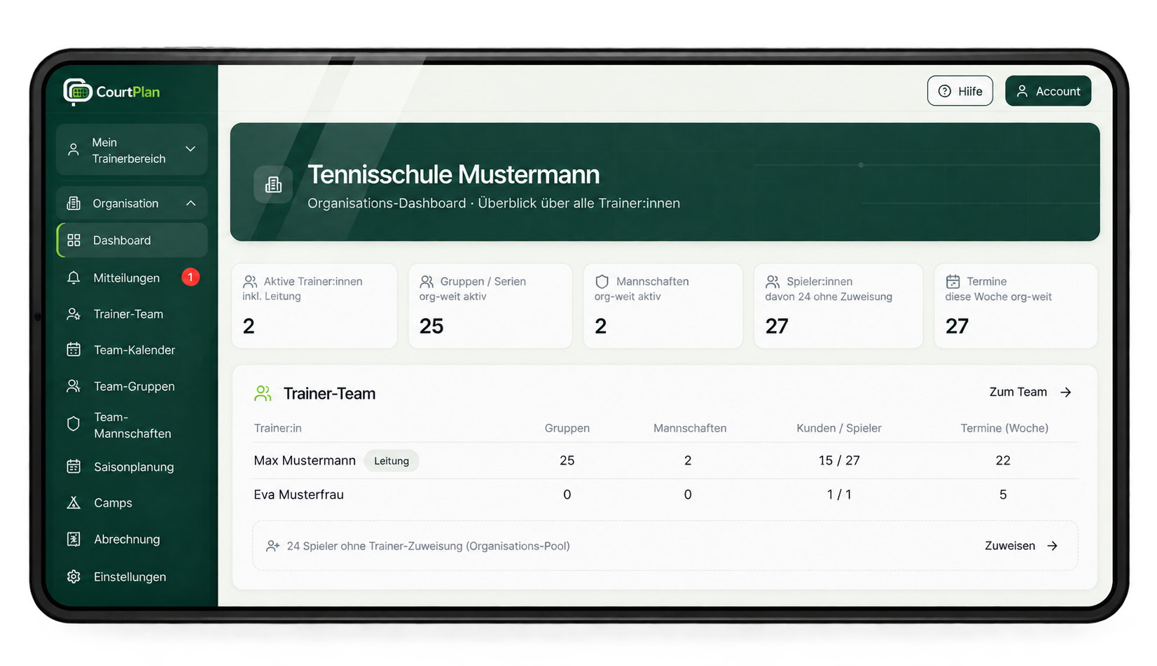 Organisation & gemeinsamer Auftritt