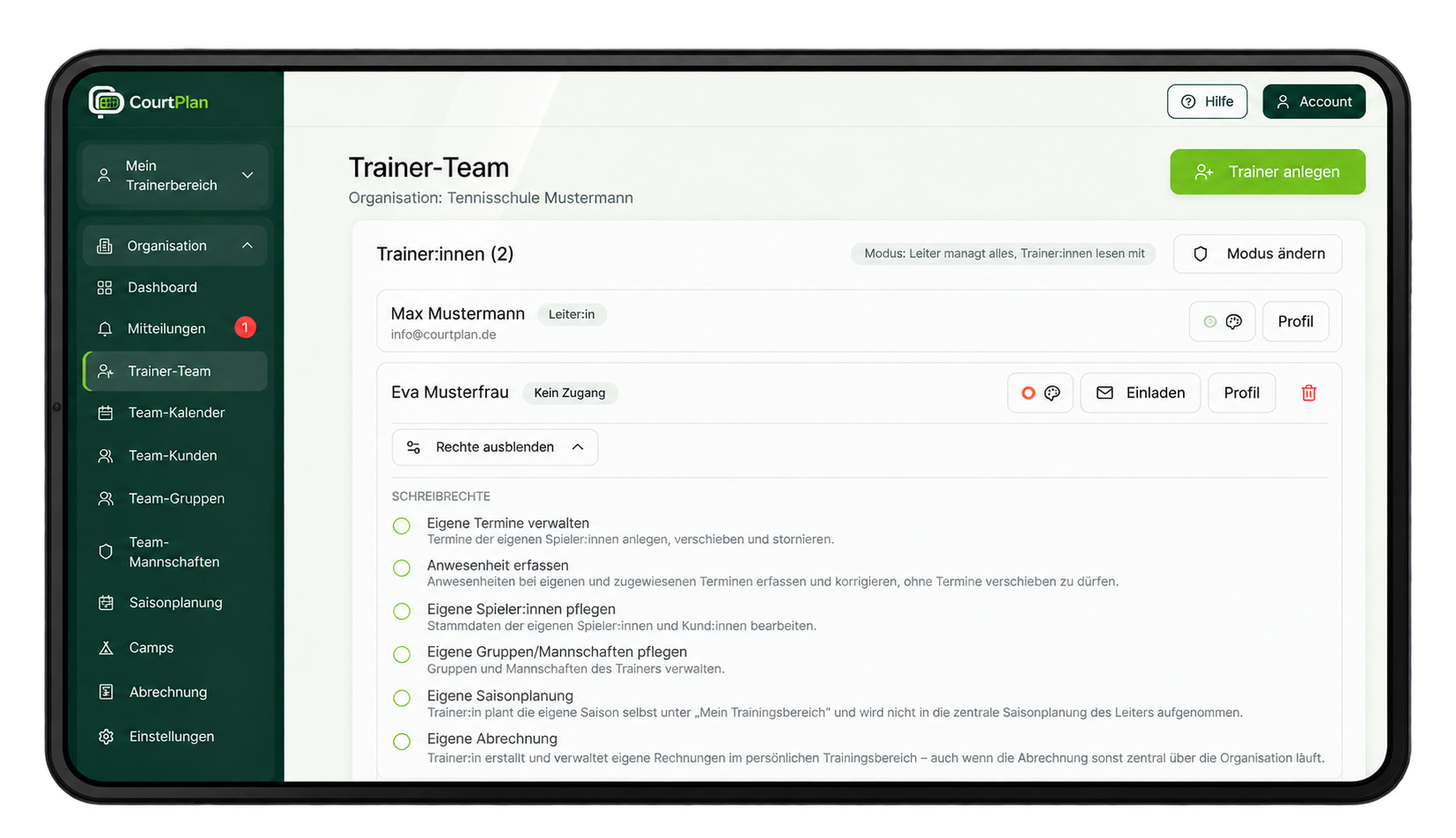 Team & Rechte