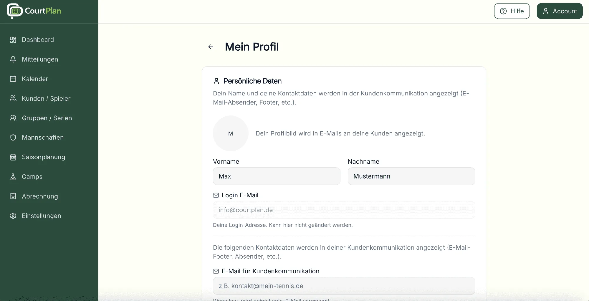 Account, Profil & Abonnement