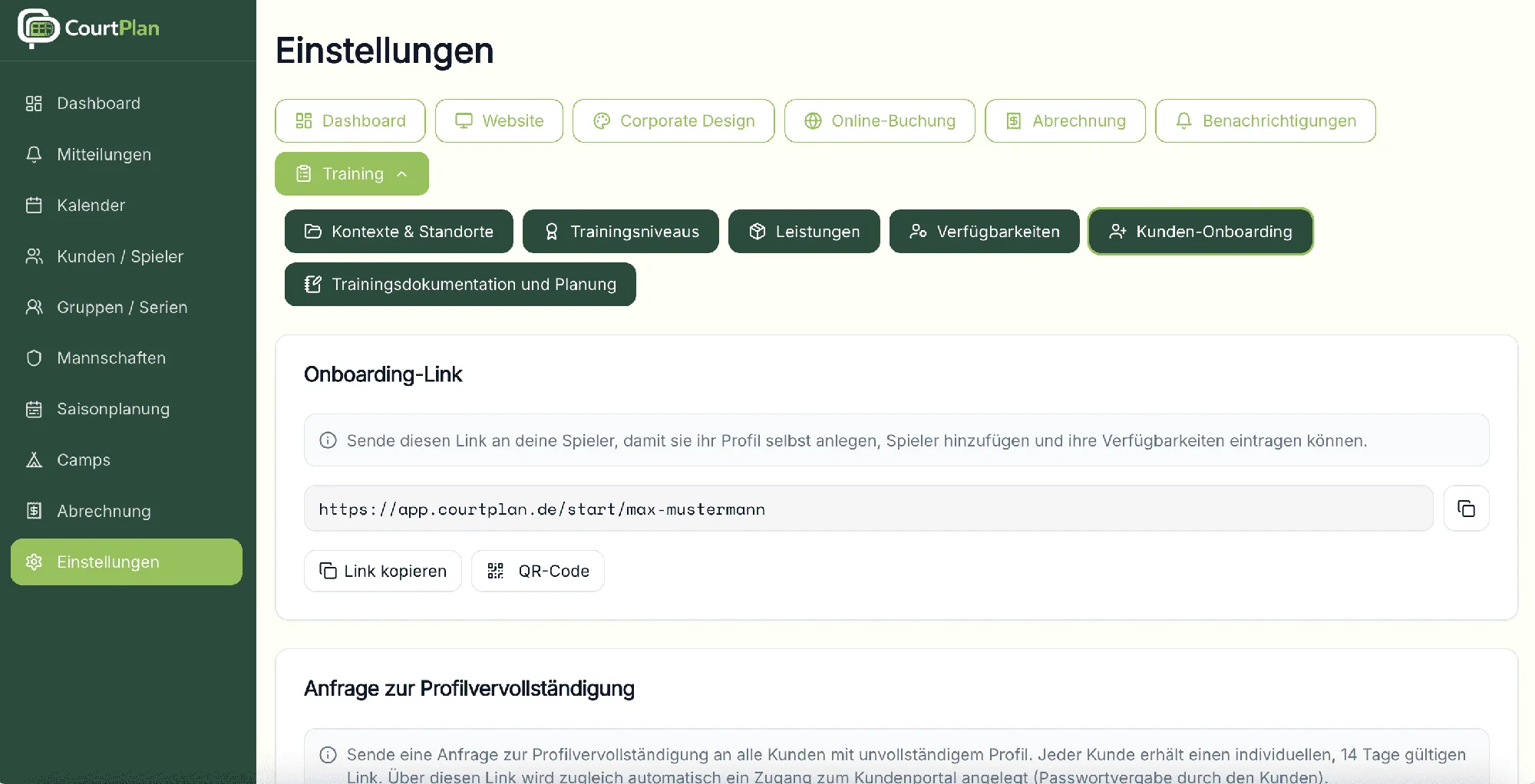 Kunden & Spieler anlegen